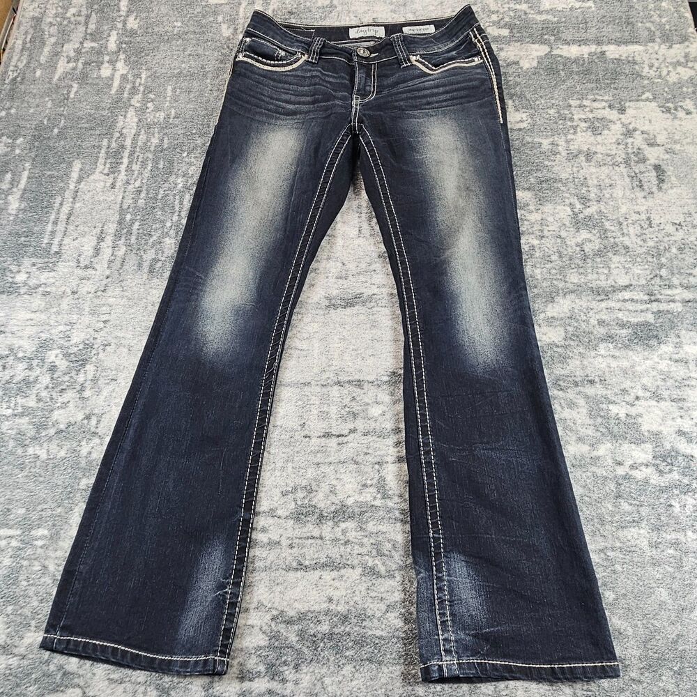 Daytrip Virgo Bootcut Jeans Womens 30R Blue Rhinestone Embellished Pockets